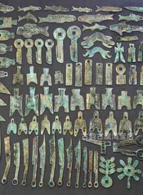 古玩仿古青铜币收藏做旧刀币布币三孔布币蚁鼻钱古代青铜币全套装