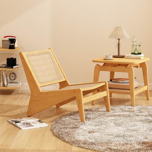 全楠竹藤编小椅子家用凳子户外单人沙发椅阳台休闲靠背椅