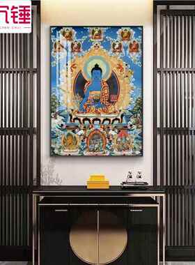 释迦牟尼佛唐卡佛像佛堂挂画客厅玄关家居装饰画药师佛供奉墙壁画