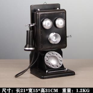 裝 電話機(jī)壁飾擺件酒吧 飾品掛拍照攝影道具復(fù)古模型墻壁懷舊墻老式