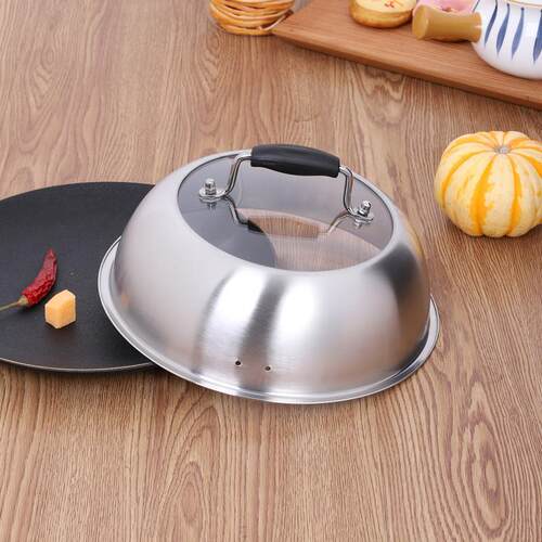 蒸锅锅盖高盖加高加厚不锈钢家用27cm28CM30盖子炒锅汤锅通用配件
