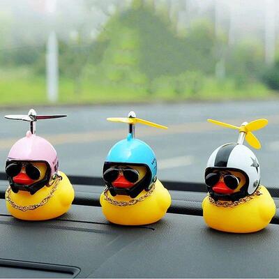 Car Duck With Helmet Broken Wind Pendant Small Yellow Duck R
