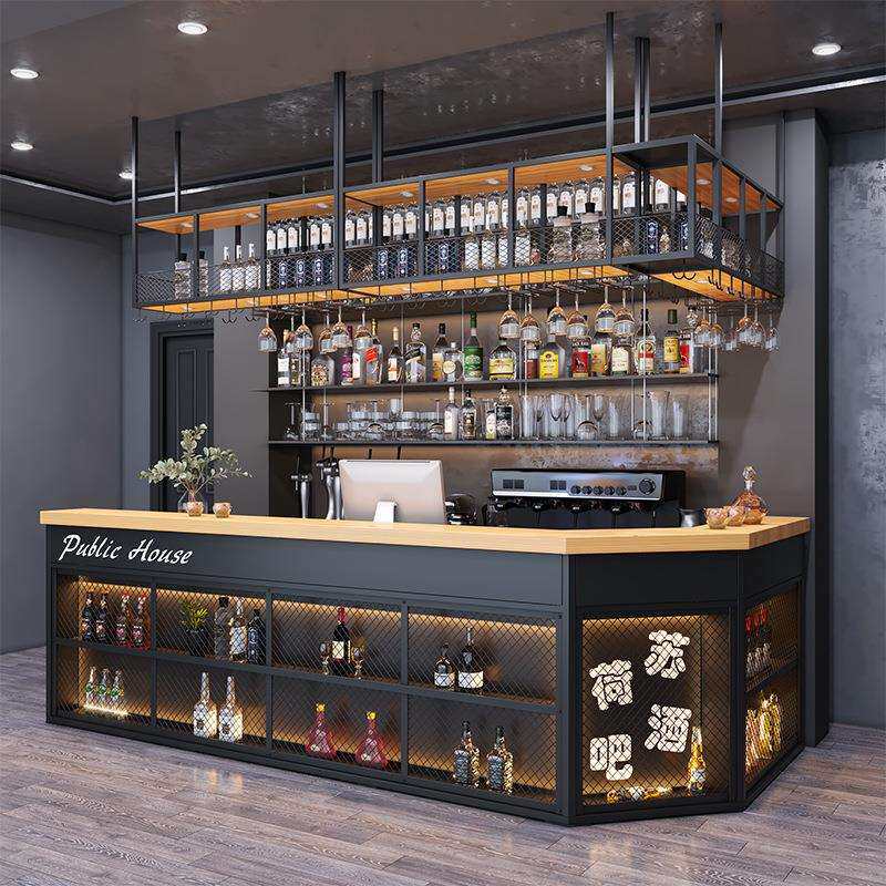 复古接待前台铁艺柜台吧台网红清吧酒吧创意收银台餐厅酒店美式