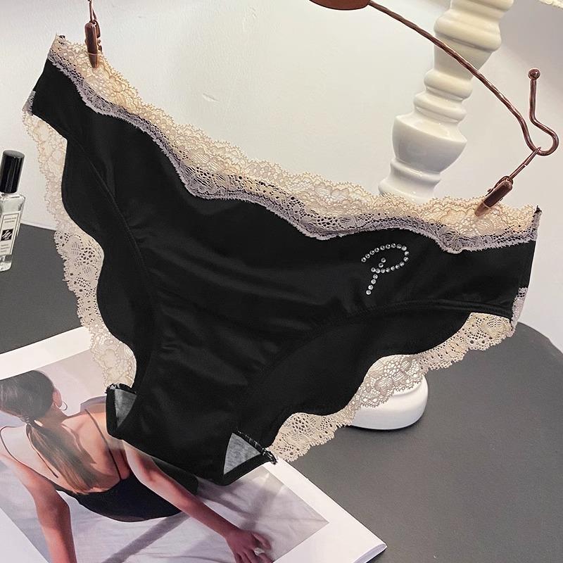 women for briefs waist low seamless edge lace satin silky