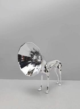 欧居创意个性小众动物金色喇狗雕塑摆件客厅玄关酒店家装北1234叭