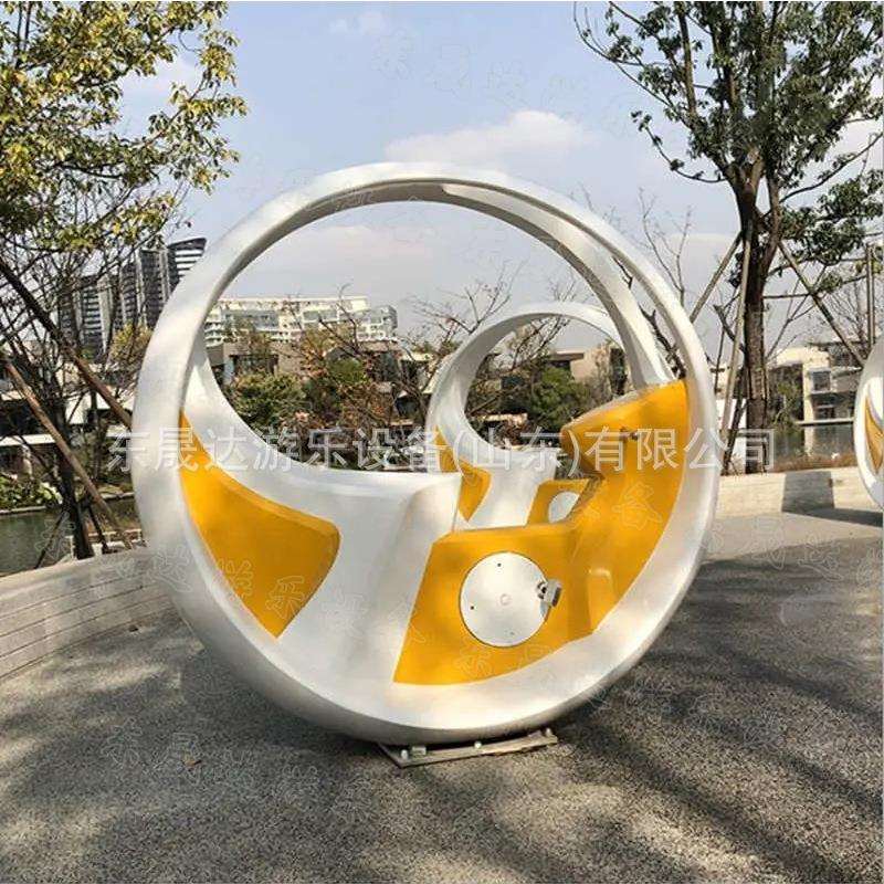 互动脚踏喷泉单车 户外景区景点不锈钢亲子互动景观美陈游乐装置
