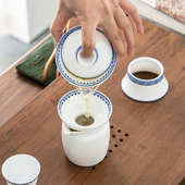 功夫茶具套装 陶瓷家用中式 青花瓷创意喝茶白瓷三才碗茶杯大号盖碗