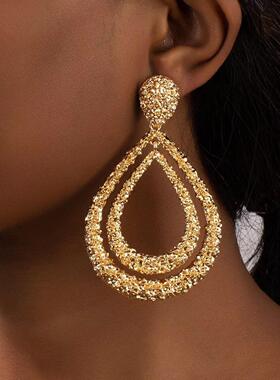 Fashionable double-layer water droplet shaped long earrings