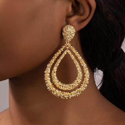 Fashionable double-layer water droplet shaped long earrings