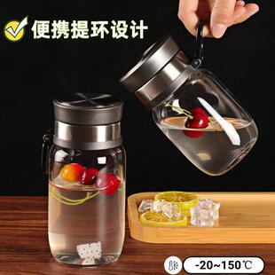 茶水分离玻璃杯大容量防摔可携式单层随手功夫茶杯男士专用绿茶杯