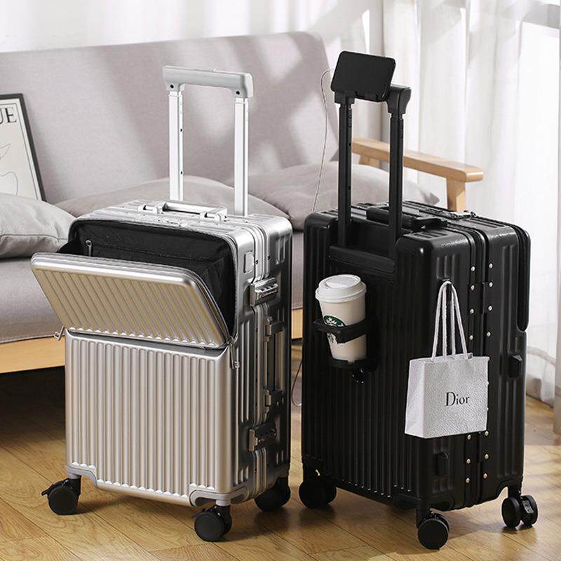 铝框前开盖行李箱抗摔PC拉杆箱20登机箱大容量30寸旅行箱密码皮箱