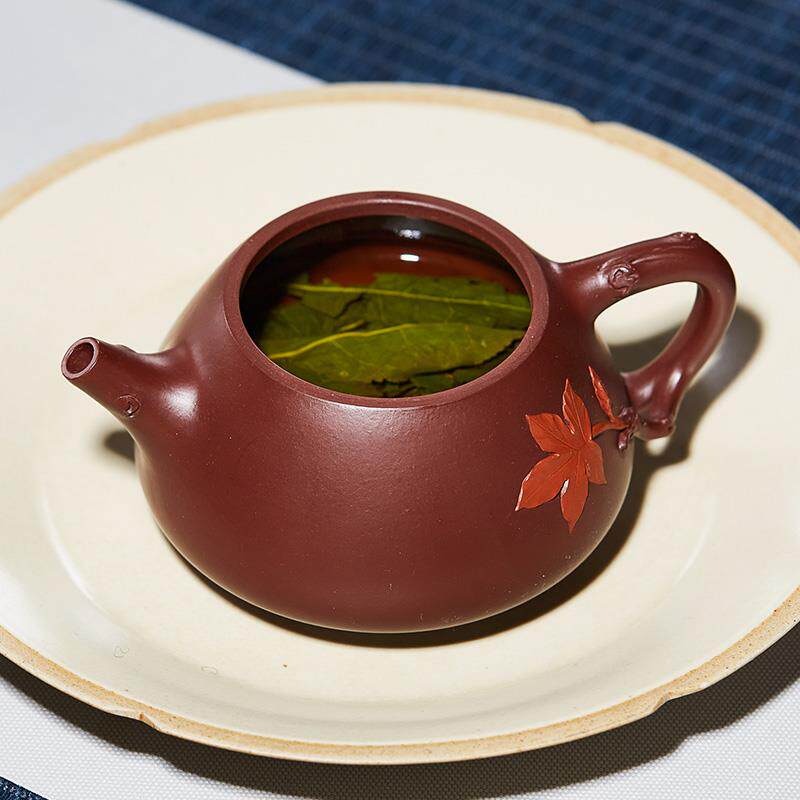 尊壶宜兴纯全手工紫砂壶名家贴绘子冶石瓢紫沙泡茶壶家用陶瓷茶具