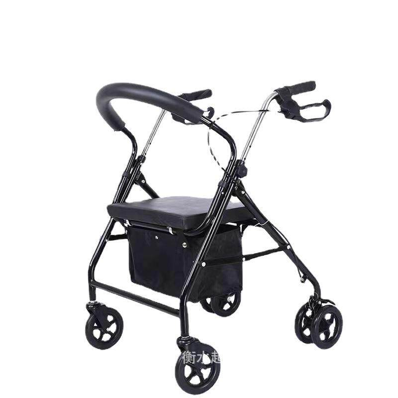 老年人手推车可坐可推买菜车老人助行器多功能耐用折叠车