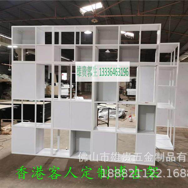 美式复古铁艺实木做旧书架隔板实木置物架复古落地储物架 博古架