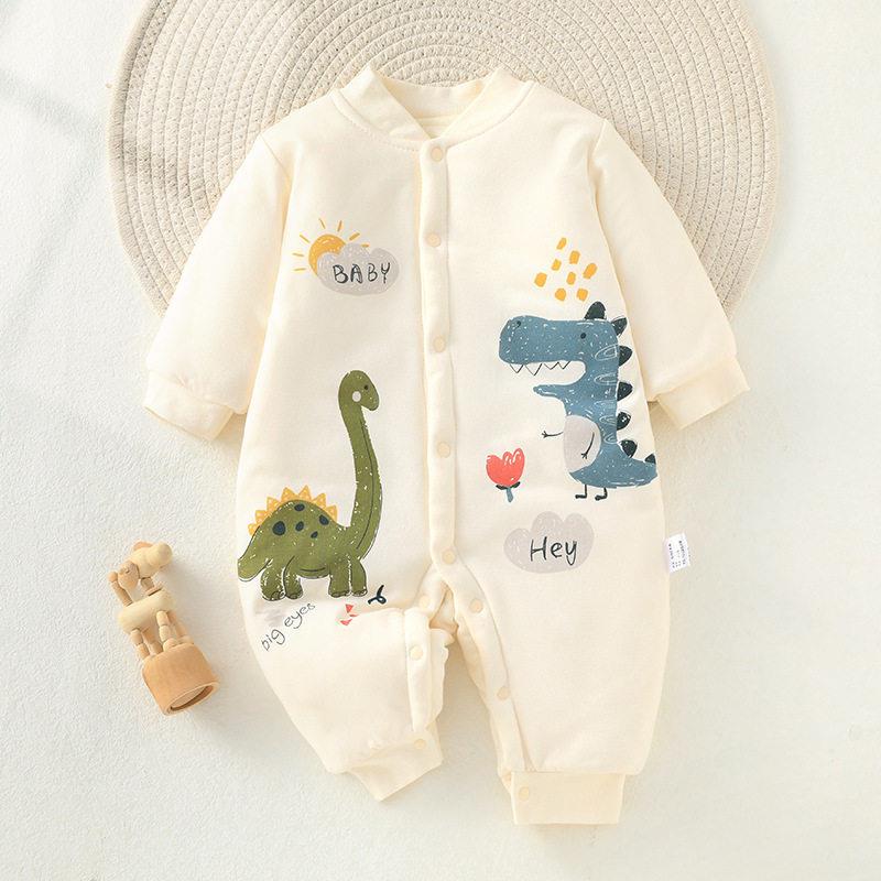 婴儿夹棉连身服宝宝棉服秋冬款新生婴儿衣服夹棉连体衣保暖棉衣男