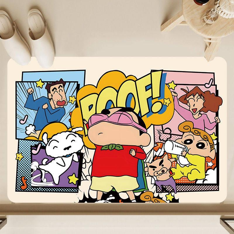 蜡笔小新漫画浴室门口卫生间地垫硅藻泥吸水脚垫防滑速干地毯新款