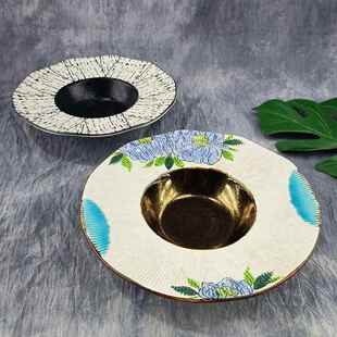 创意草帽盘面陶菜瓷沙拉深汤盘餐厅酒店餐KTM盘盘日式手意大绘利