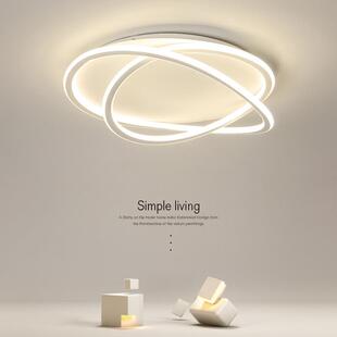 卧室灯北欧现代简约客厅灯浪漫书房不规则圆形led白色房间吸顶灯