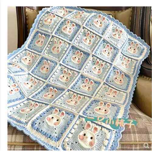 毯子材料包手工diy钩针毛线拼花彩虹毯空调毯手编中粗牛奶棉线