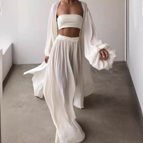 Women's Two-Piece Casual Set Wide-Leg Pants & Loose-Fit