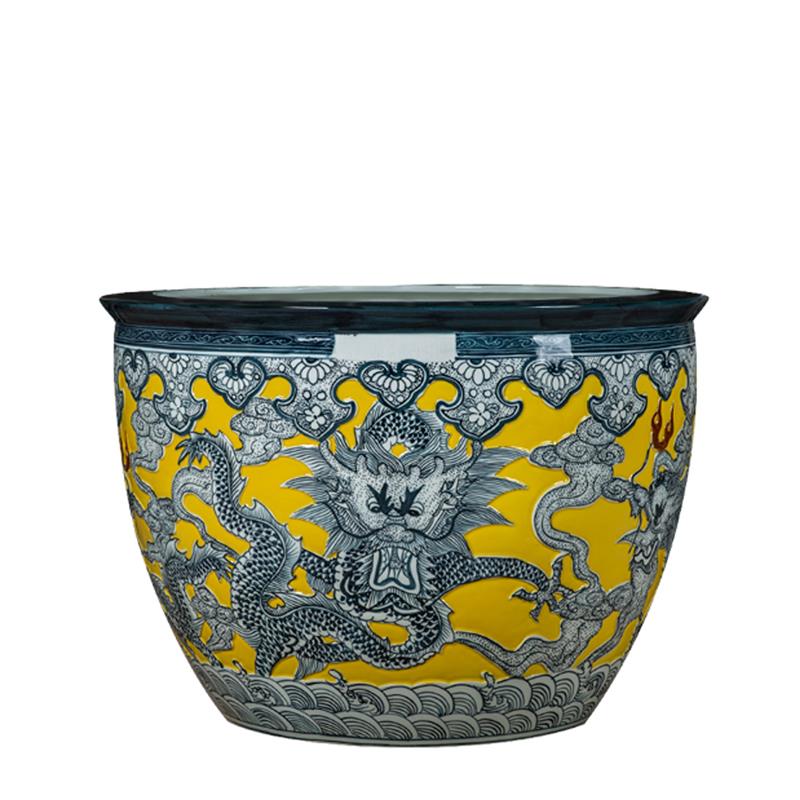 高档景德镇陶鱼睡莲盆鲤荷花缸碗莲瓷缸锦缸乌龟缸大水缸缸盆庭院