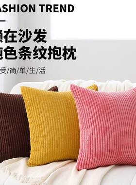 家居沙发灯芯绒抱枕办公室靠枕午睡枕含芯抱枕套 方形抱枕套