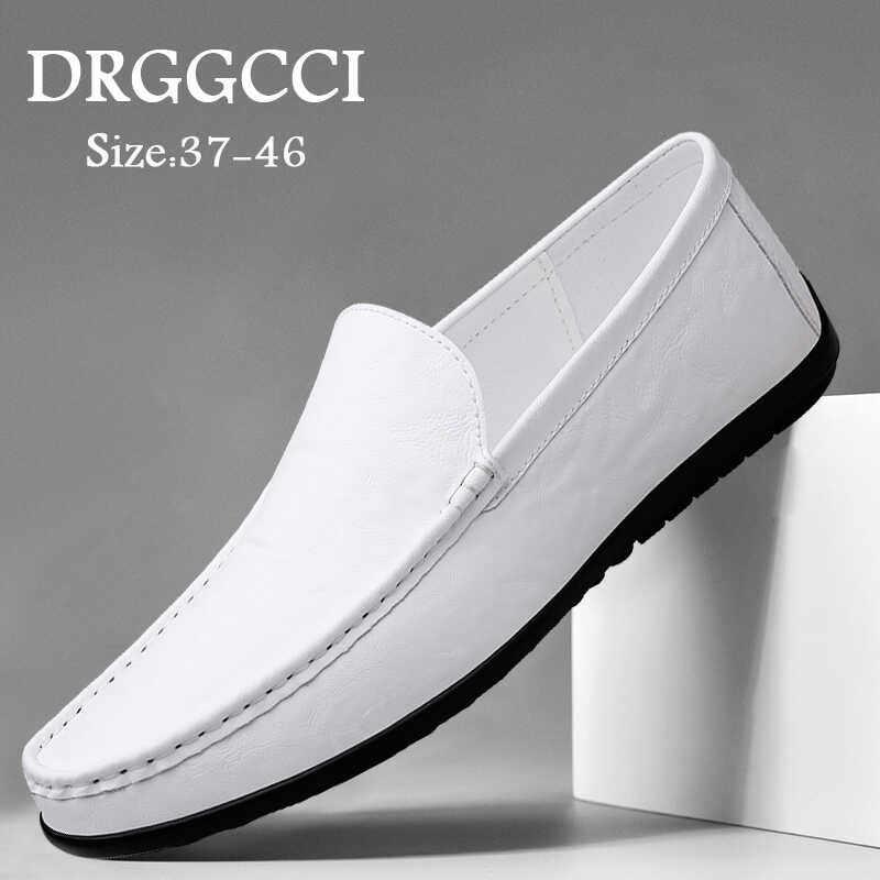 DRGGCCI豆豆鞋男新款头层牛皮商务休闲皮鞋男款真皮软底透气男鞋