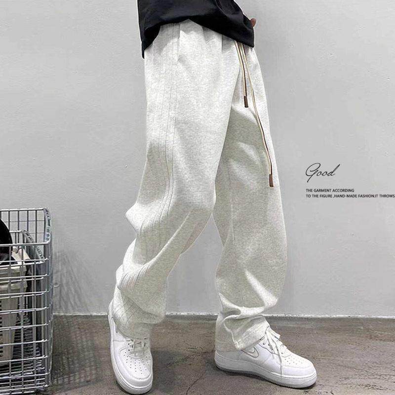 香港潮牌运动裤男纯棉卫裤大码阔腿宽松直筒休闲加长裤子春秋工装