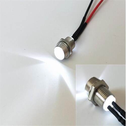 开孔6mm金属带线5V12V24Vled灯珠发光双管指示灯红灯，黄，蓝，绿