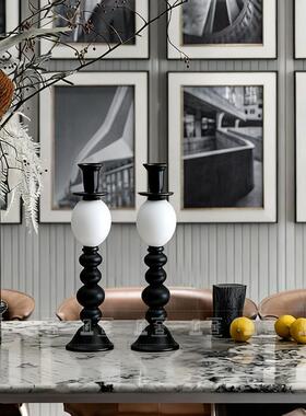 现代简约新中式创意烛台摆件样板房酒店民宿客厅玄关电视柜装饰品