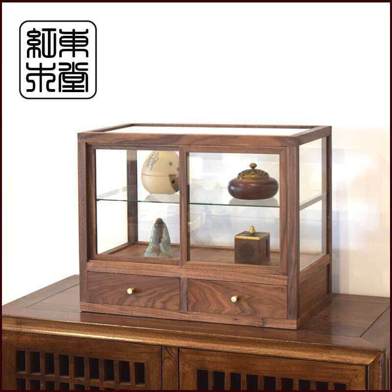 实木玻璃展示柜商场古玩店展览用家用玻璃柜茶具柜子宝笼首饰
