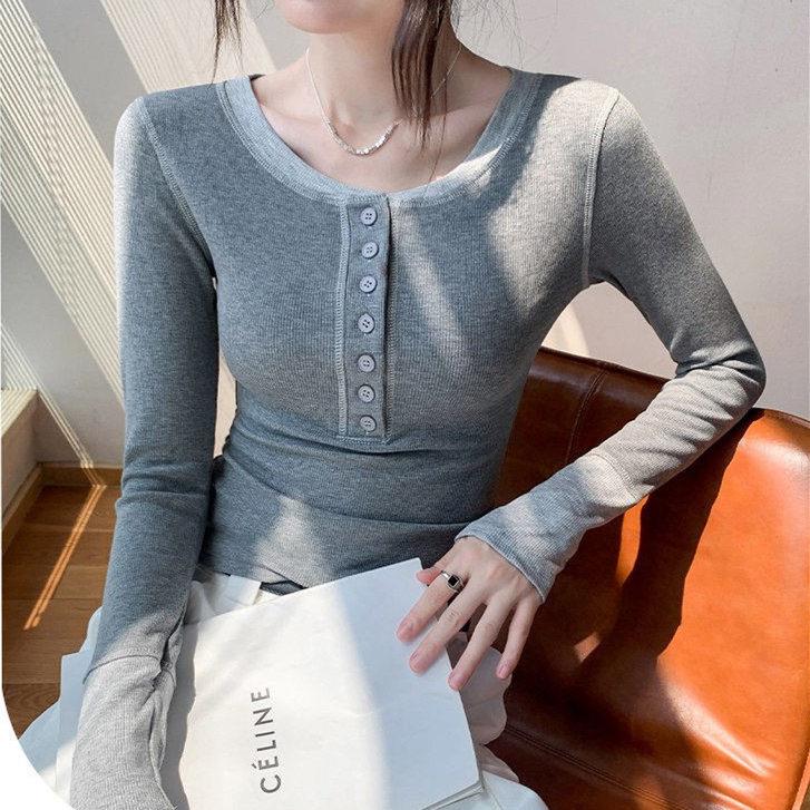 SPYB纯欲设计感撞色拼接T恤女2026年春秋新款显瘦短款打底衫上衣