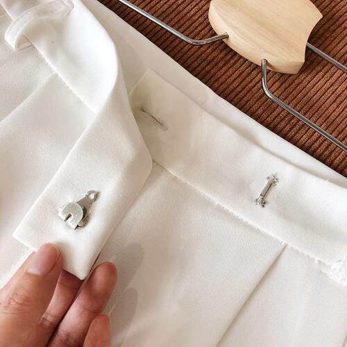 Luxi Aunt High Waist Straight Casual Wide Leg White Suit Sho