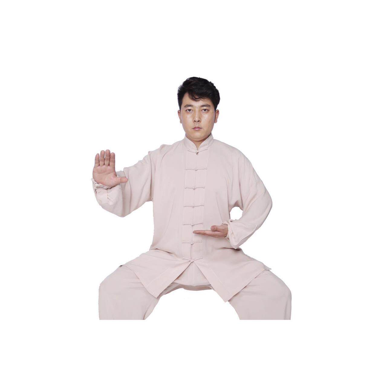 正品太极拳服女棉棉丝袖太极拳男式服装表演服纯长男式棉丝服装晨图片