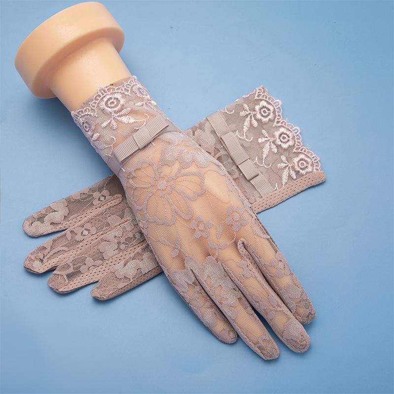 轻薄蕾丝防晒手套短款触屏手套