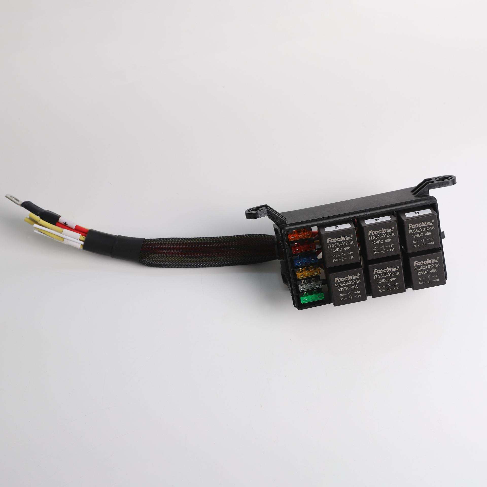 6路车用继电器控制保险丝盒12V24V带线改装用汽车保险盒继电器盒