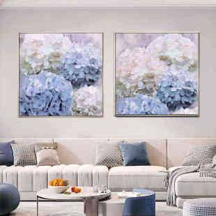 轻奢大芬村手绘油画花卉绣球花客厅沙发背景墙装饰画餐厅卧室挂画