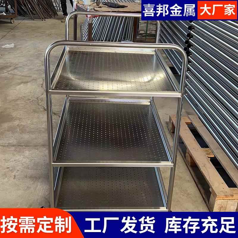 不锈手钢推店车三四层酒传菜手咨询推车04厚加工厂置物流动推车餐