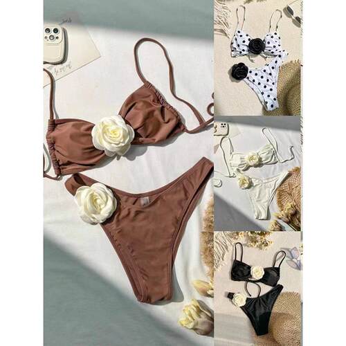 Two - Piece Set Set Women ' s Plain Floral Decor Bikini Set