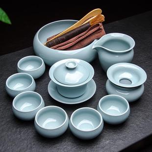 档功夫茶具喝茶一 新款 202高4新汝窑茶具套装 家用泡款 奢茶壶轻中式