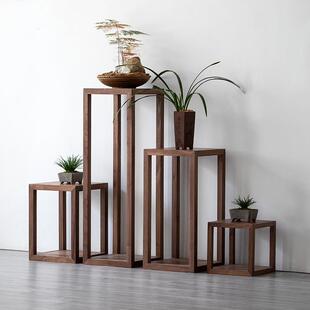 单个 花架花盆架客厅绿萝室内落地花台 整装 北方榆木花几新中式