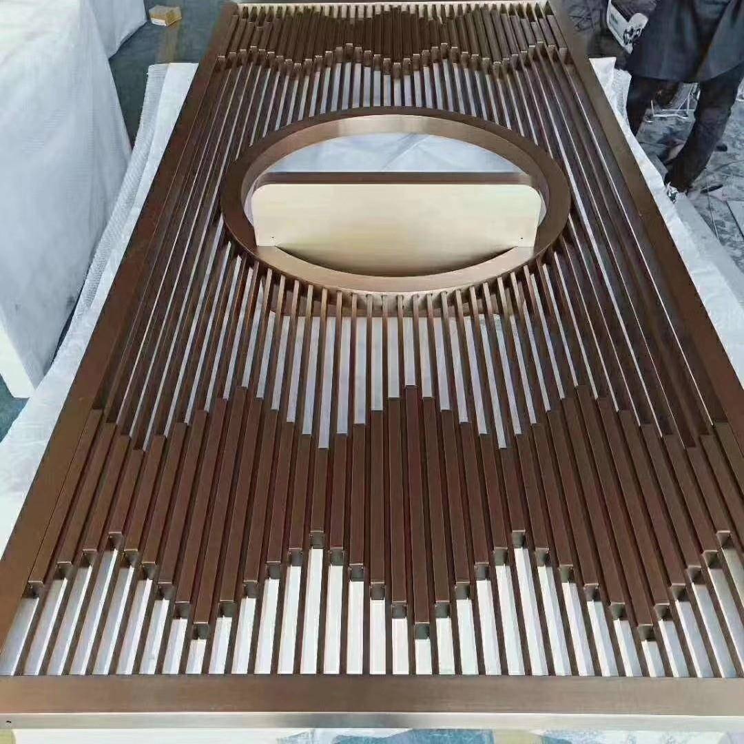 厂家制不锈钢屏风隔断 拉丝玫瑰金屏风 拉丝黑钛金 拉丝青古铜