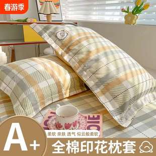 純棉枕套一對裝 整頭套頭油 枕頭套48x74全棉100枕芯內膽套2024新款