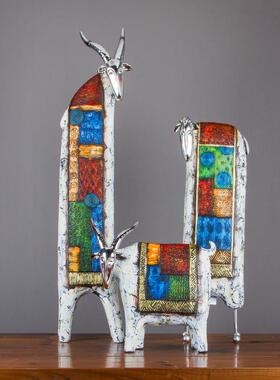 美式乡村油画绵羊摆件创意工艺品客厅电视柜酒店软装饰品生日礼品