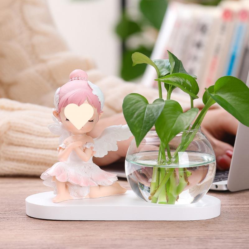 创意花瓶客厅插花小摆件水培植物器皿玻璃水培花器办公桌面装饰品