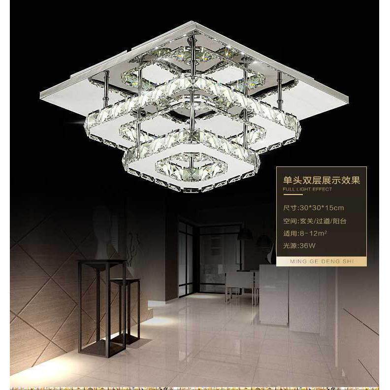 特价led简约入户水晶灯创意方形走廊过道玄关灯进门天花吸顶灯具