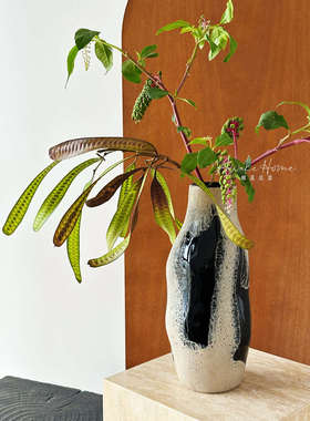 仛寂风艺术手工玻璃花瓶日式新中式禅意高级干枝民宿茶室软装花器