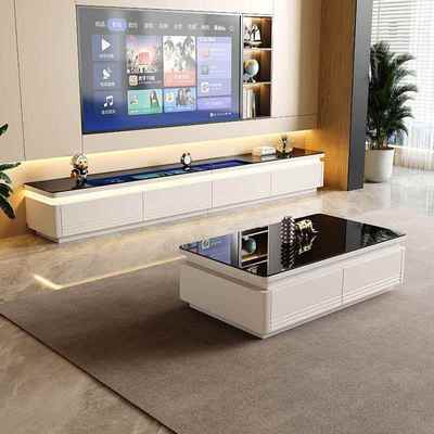 意式落地电视柜轻奢实木客厅家用现代简约茶几电视柜组合2025新款