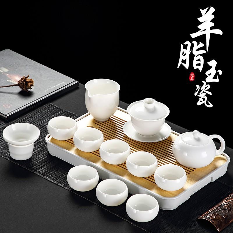 羊脂玉德化白瓷功夫茶具套装家用轻奢高档泡茶器陶瓷茶壶茶杯盖碗