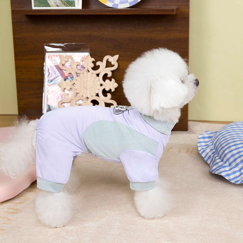 狗狗衣服爪印皮标冰丝网眼四脚凉凉衣春夏季猫咪比熊泰迪宠物衣服